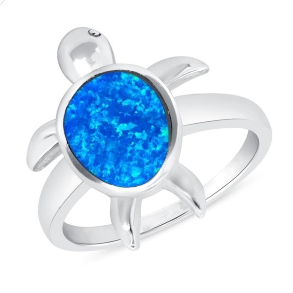 New Sterling Silver 925 Little Turtle Opal Ring sizes 7 8 9 10 11